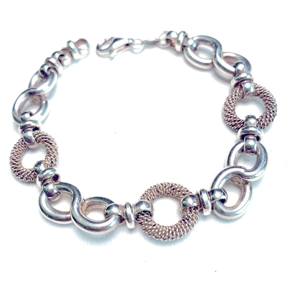 Vintage Italian Sterling Silver Bracelet Approximately 7 Length